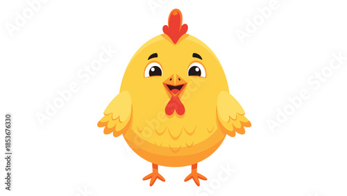 Cartoon Yellow Chicken Character Illustration.