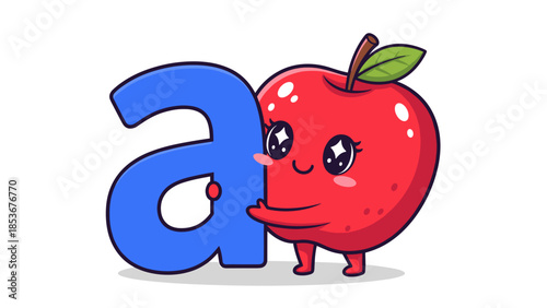 Cartoon Apple Character with Letter A 5.