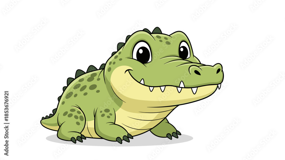 Fototapeta premium Cartoon Crocodile with Sharp Teeth Smiling.