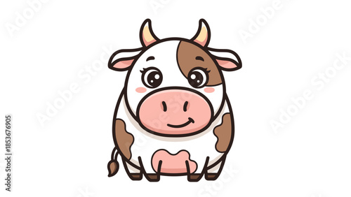 Cartoon Cow Character with Brown Spots.