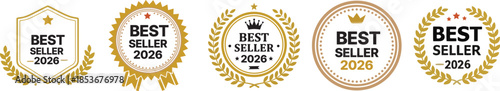 Best Seller Badge Logo with Laurel Wreath – Vector Icon Set