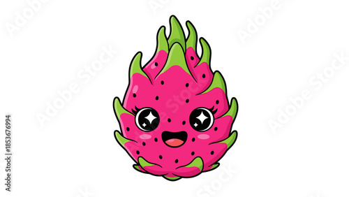 Cartoon Dragon Fruit Character Illustration.
