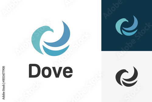 Abstract dove bird logo modern circular swirl style for delivery service or travel agency identity