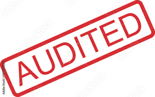 An important red rubber stamp with the word AUDITED displayed on a clean bright white surface