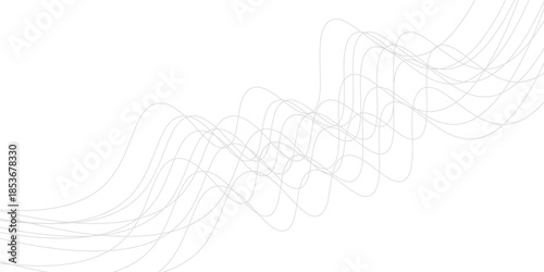 Thin line wavy abstract vector white background. Curve wave seamless pattern. Line art striped graphic template. Vector illustration. Eps file 119.