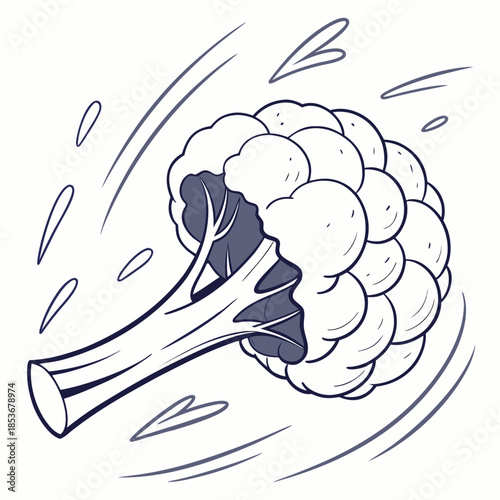 Cauliflower blur in motion with clear center white