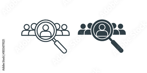 Recruitment and talent selection icons for hr professionals and candidate searches