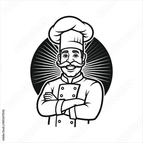 Chef Mascot Illustration For Restaurant Branding And Culinary Design Concepts