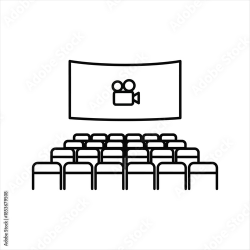 Movie theater icon representing cinema film and entertainment visually