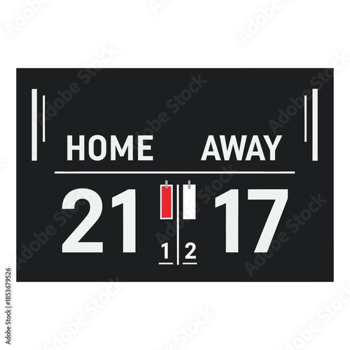 Football score display isolated on white background