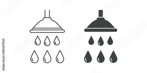 Illustrator Icon Set Depicting Bathroom Hygiene and Shower Facility Elements