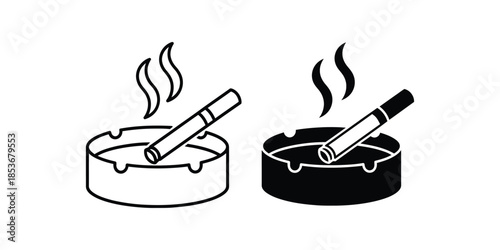 Illustrator Icon Set Smoking Area Symbols Featuring Cigarette And Ashtray