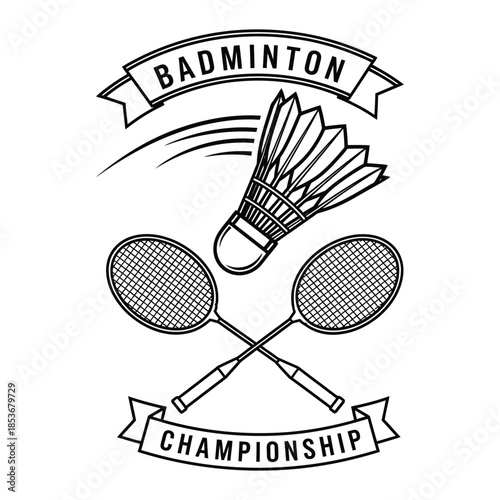 Badminton championship isolated on white background