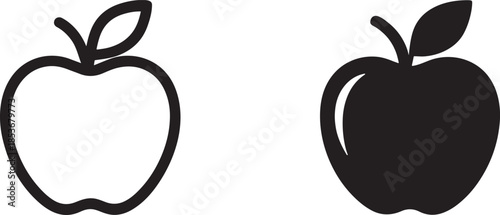 Simple apple vector icon, healthy fruit illustration, isolated on white background, flat design.