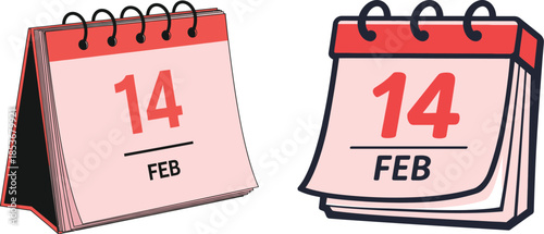 Calendar icon displaying february 14th, symbolizing valentine's day celebration