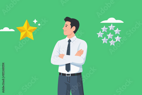 quality vs quantity concept illustration, the balance for successes, management to assure excellent work outcome working attitude to deliver superior result concept illustration with flat style