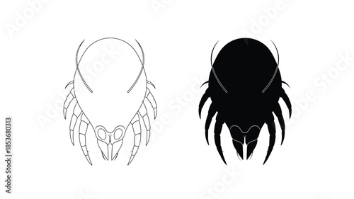 A detailed comparison of a tick outline and a solid black tick illustration