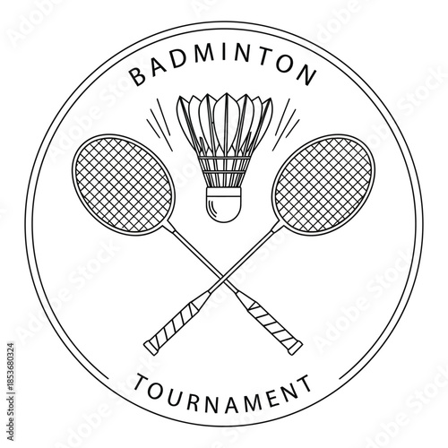 Badminton tournament logo isolated on white background