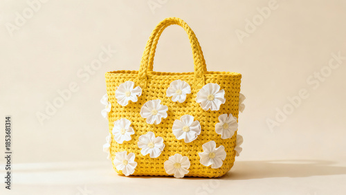 Yellow Daisy Crocheted Bag Still Life Photography