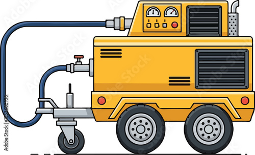 Yellow Road Paver Machine Vector Illustration