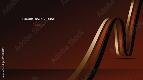 Dark brown abstract background vector design. Luxury brown background with line and ribbon decoration. Suit for banner, award, certificate and others