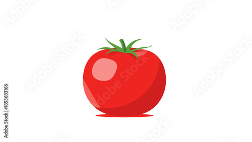 Red Tomato with Green Stem Illustration.