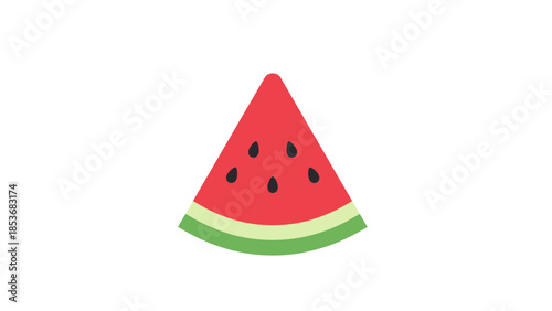 Red Watermelon Slice with Black Seeds.