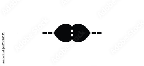 Symmetrical Black Vector Text Divider: Modern Abstract Horizontal Line Graphic Element with Stylized Central Motif