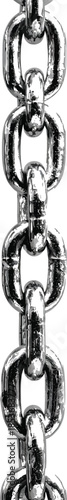 Close up of heavy duty metal chain links hanging vertically against