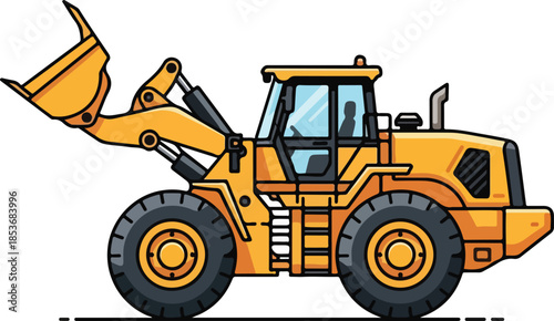 Yellow Front End Loader on White Background