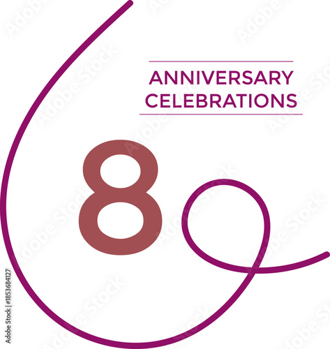 8 anniversary celebration simple purple color. Perfect for representing milestone events, romantic moments, company anniversaries, wedding celebrations, or special achievements. Ideal for use in marke