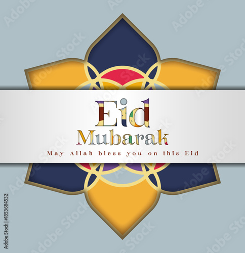 Eid Mubarak greeting card social media template decorative floral.