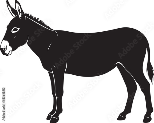 Black Silhouette of a Donkey animal mammal