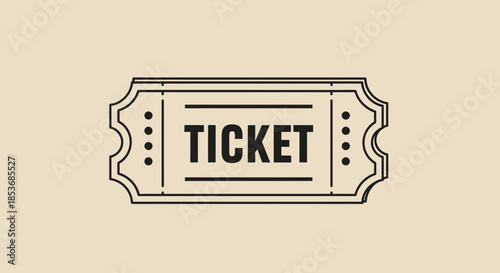 Vintage Event Ticket Template Illustration with Retro Border Isolated on White