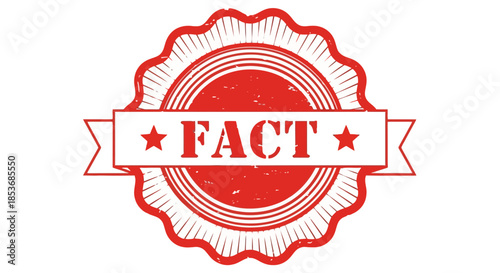 Fact Red Rubber Stamp Badge Illustration Isolated on White Background