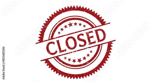 Closed Red Rubber Stamp Seal Illustration Isolated on White Background