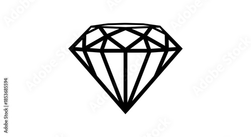 Diamond Icon – Geometric Gemstone Line Art Vector Symbol