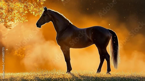 Majestic Horse Silhouette at Sunrise