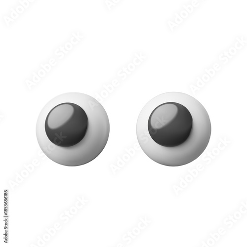 Eyes wide open realistic vector 3D design, emoji emoticon volume looking face elements, eyesight pair, see and vision