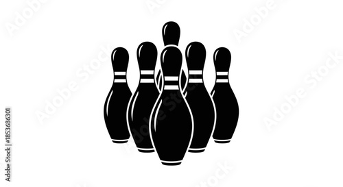 Classic Bowling Pins and Ball Silhouette - Ten-Pin Sports and Leisure Icon