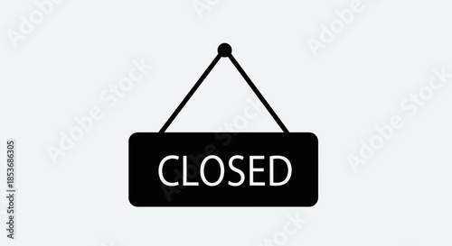 Hanging Closed Sign Silhouette - Retail Storefront and Business Status Icon