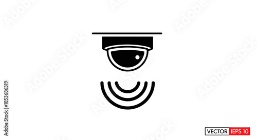 Dome Security Camera Icon - CCTV Surveillance and Smart Home Protection Symbol