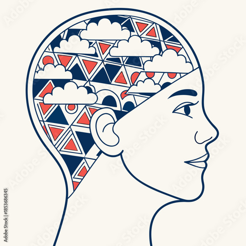 Creative mind with patterned thoughts