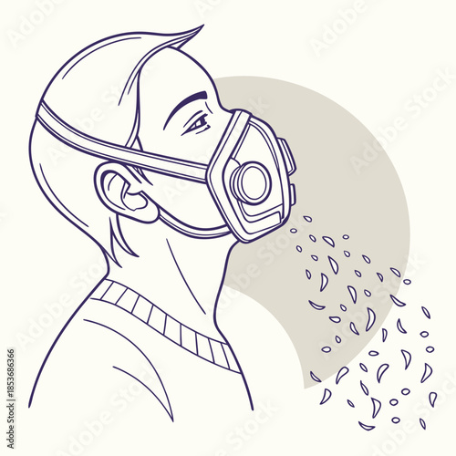 Person wearing gas mask