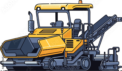 Yellow Road Milling Machine Vector Illustration