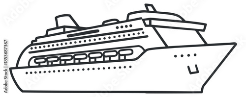 A cruise ship illustration in clean outline vector style, ideal for travel and tourism branding