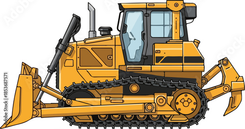 Yellow Bulldozer Illustration