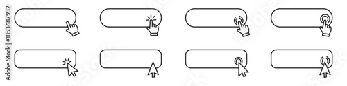 Mouse cursor clicking and hovering icon set vector. Click cursor, hand pointer symbol. vector illustration.