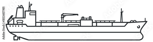 A cargo ship outlined in minimalist vector style, suitable for logistics and transportation branding projects