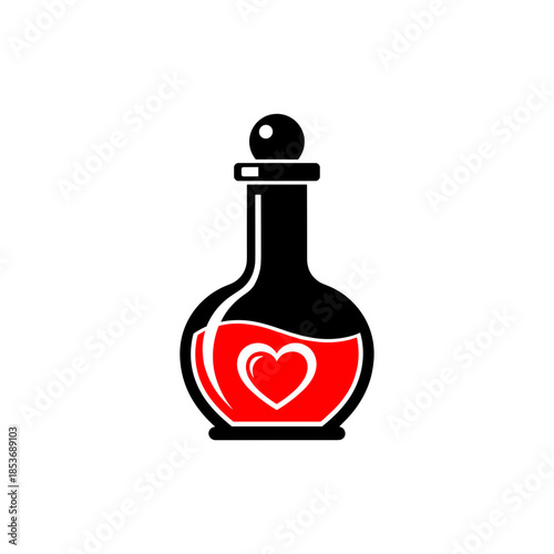 Love potion on transparent background, mystical essence, romantic theme